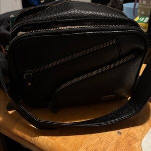 White Mountain Black Leather Handbag